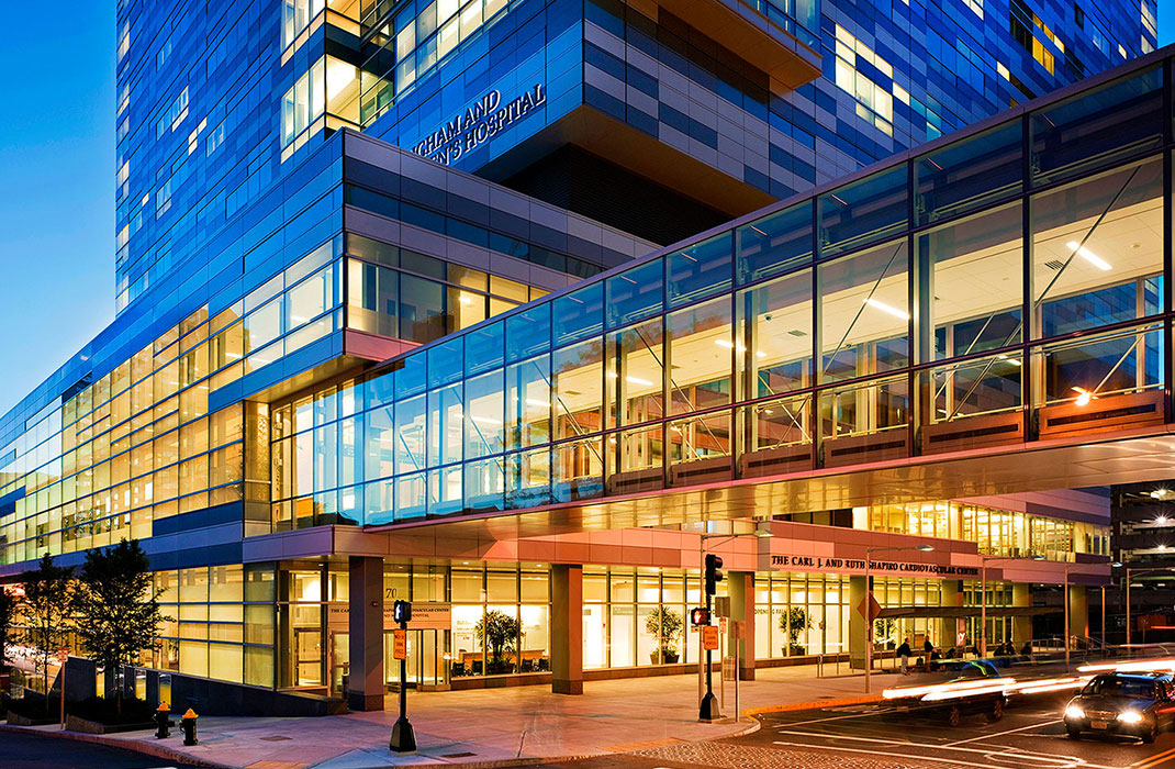 Brigham and Women's Hospital building at night
