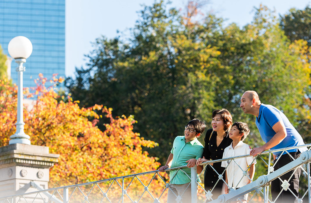 A Chinese family in Boston Common Gardens.