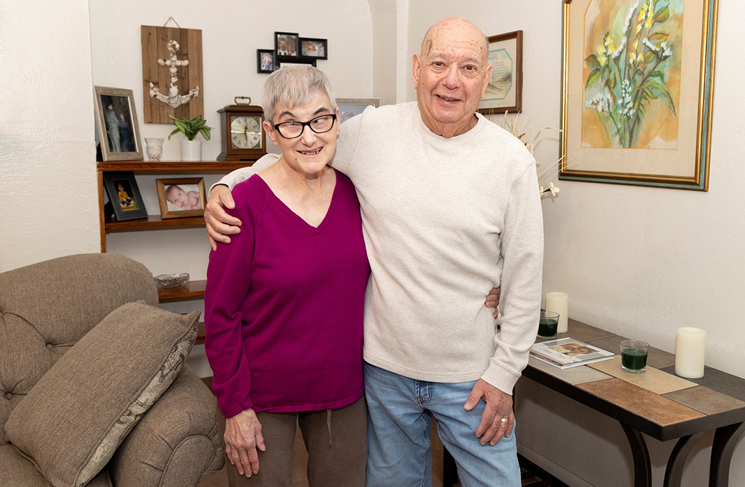 Linda Cioppa and her husband, John, in their home
