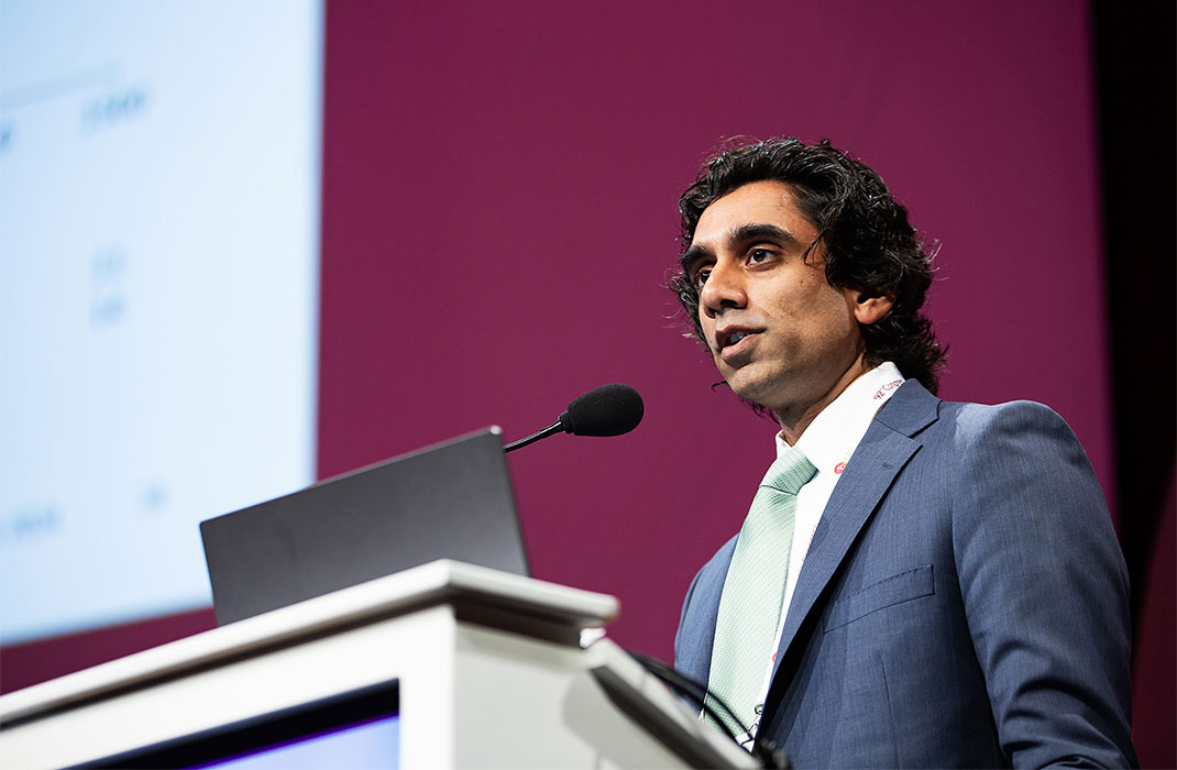 Pradeep Natarajan at podium