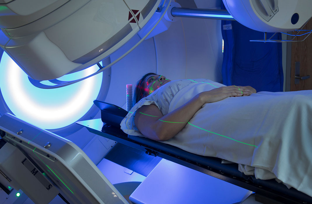 patient undergoes radiation therapy